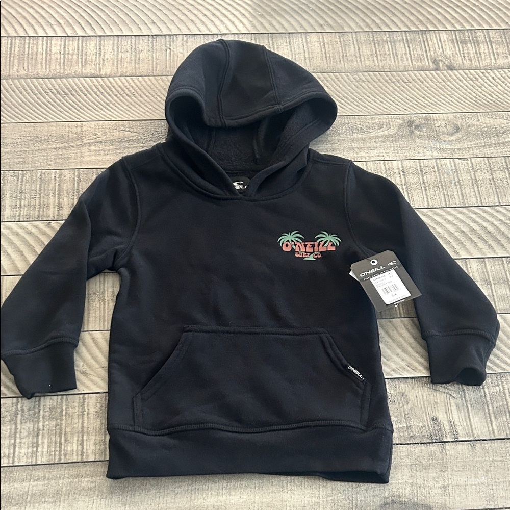 O'Neill Kids Black Hoodie with Tropical Graphic
